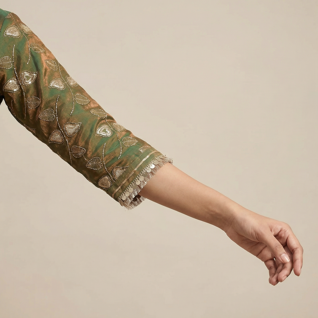 Zehra Mehendi Green Silk Organza Kurta Set