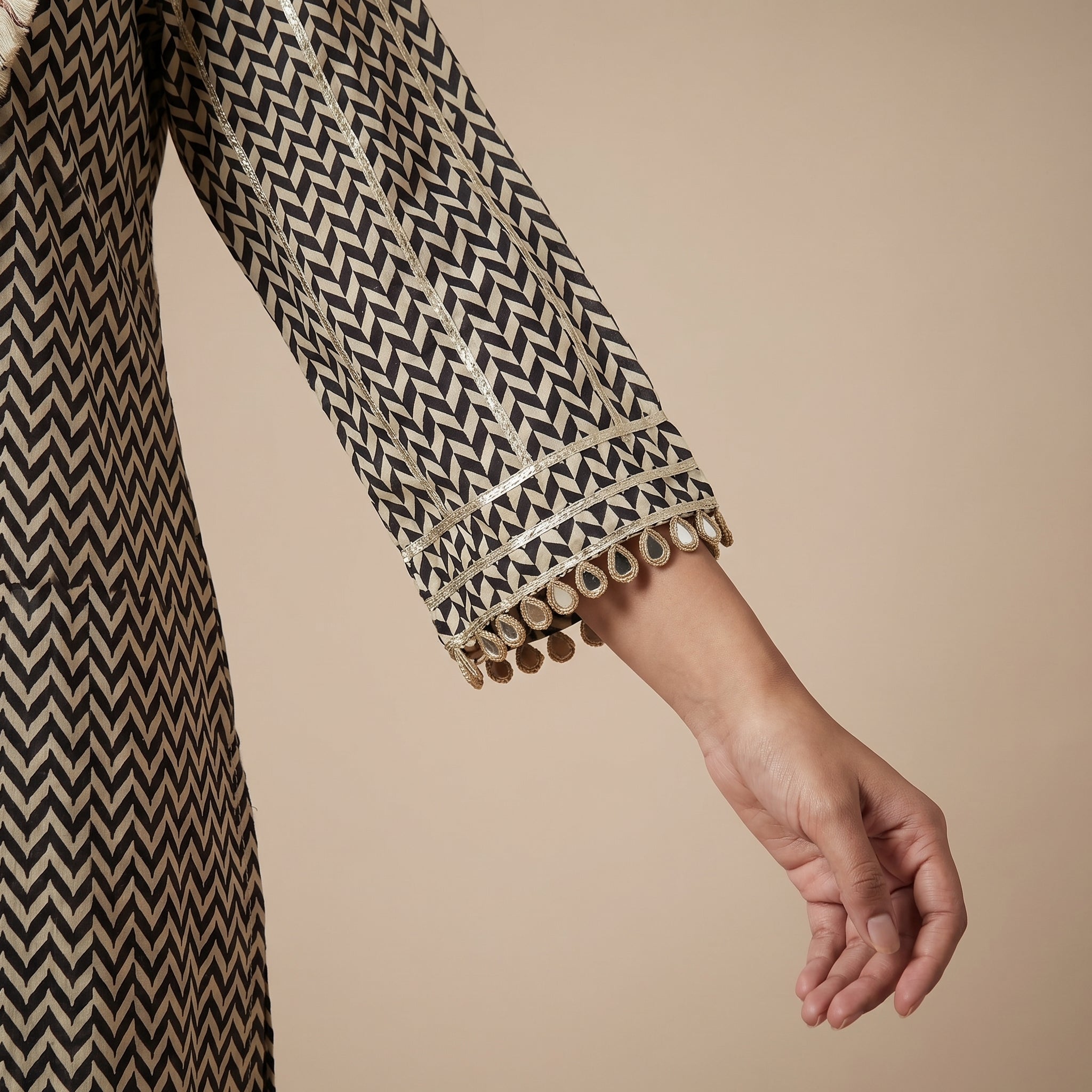 Ivory Chevron Grace Modal Silk Co-Ord Set