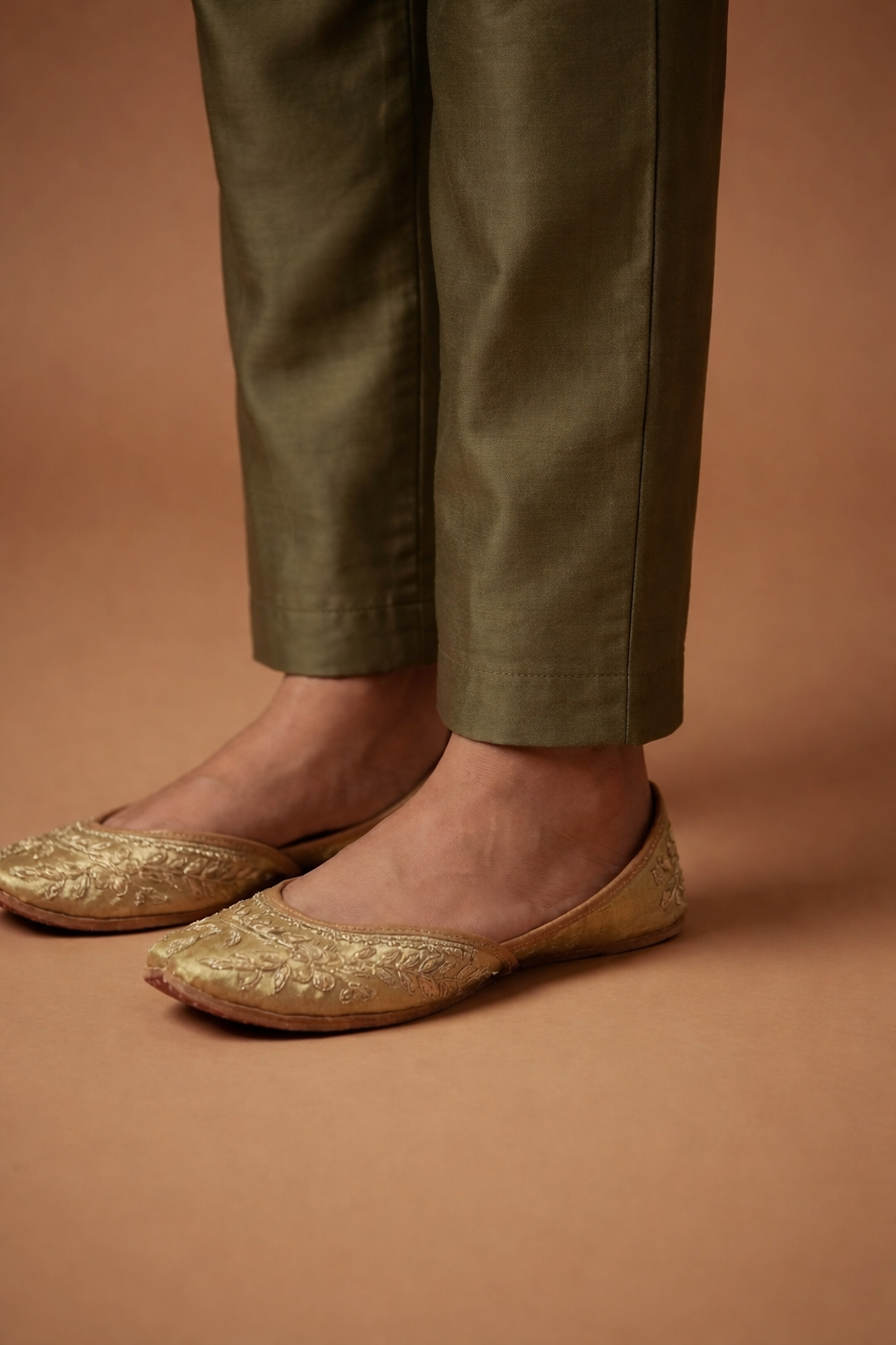 Olive Regal Embroidered Kurta Set