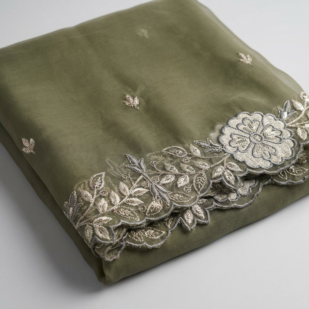 Olive Regal Embroidered Kurta Set