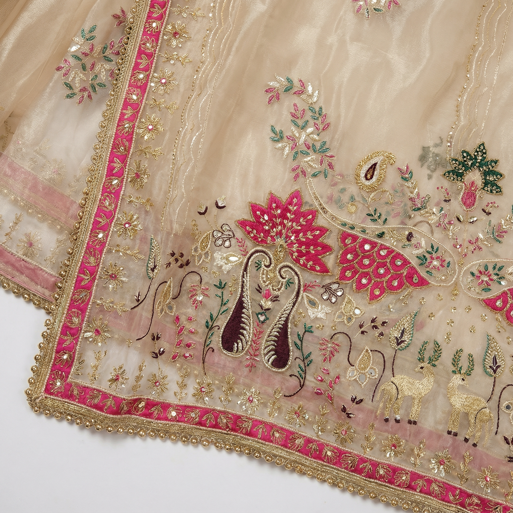 Ivory Noor Hand Embroidered Organza Kurta Set