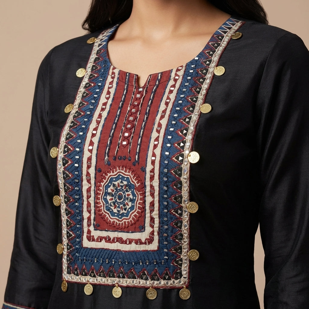 Midnight Ajrakh Elegance Kurta Set