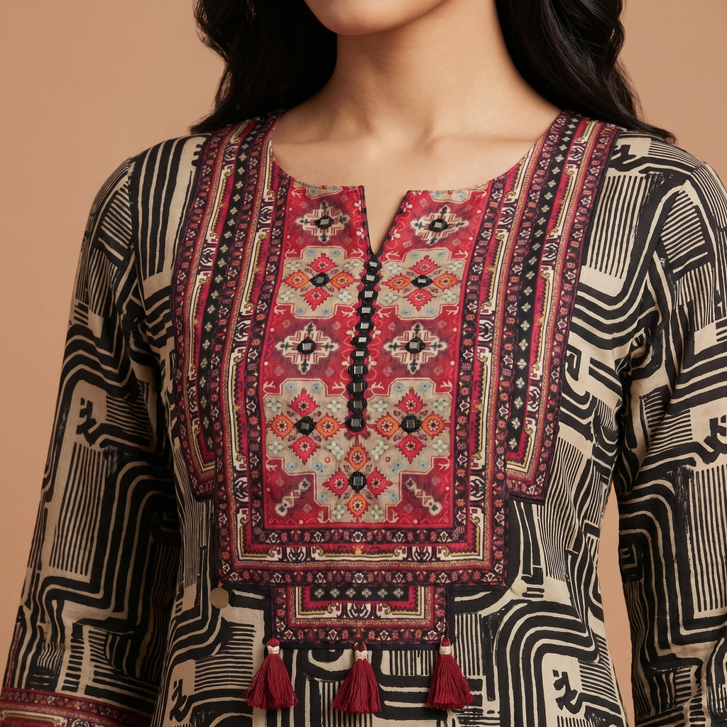 Maze Noir Heritage Viscose Kurta Set