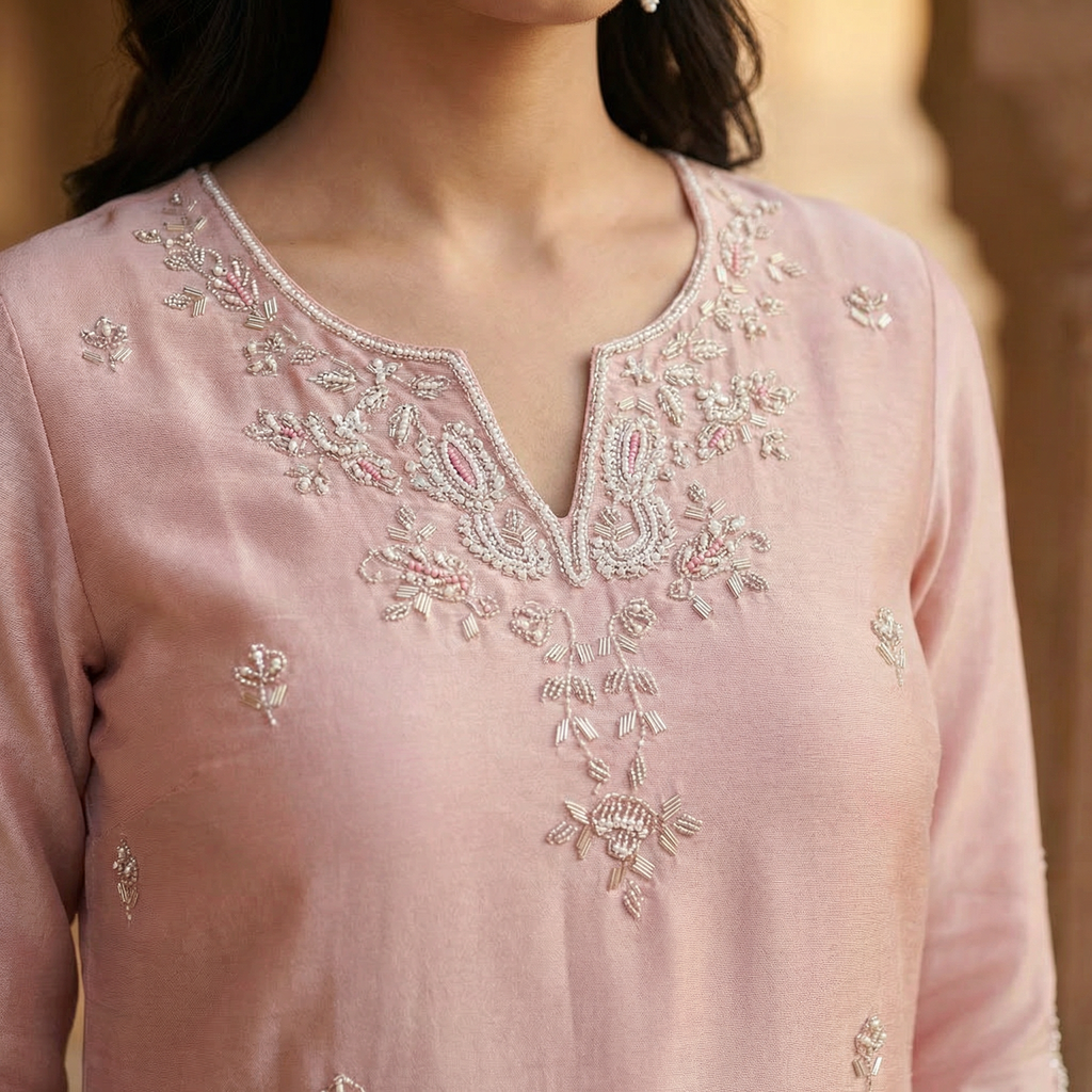 Blush Noor Organza Sharara kurta Set