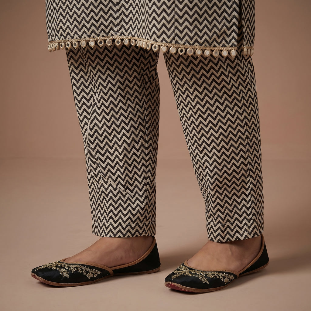 Ivory Chevron Grace Modal Silk Co-Ord Set