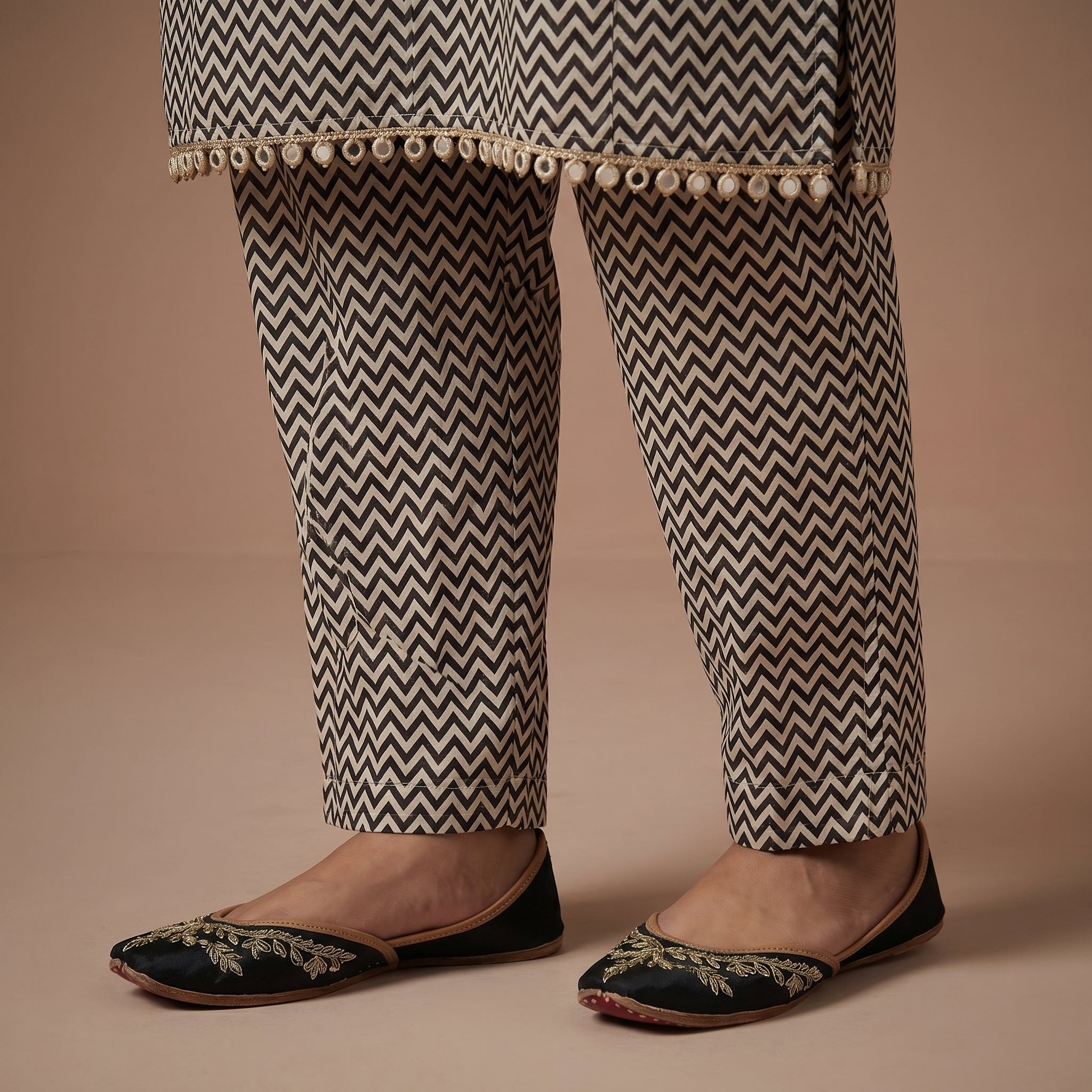 Ivory Chevron Grace Modal Silk Co-Ord Set
