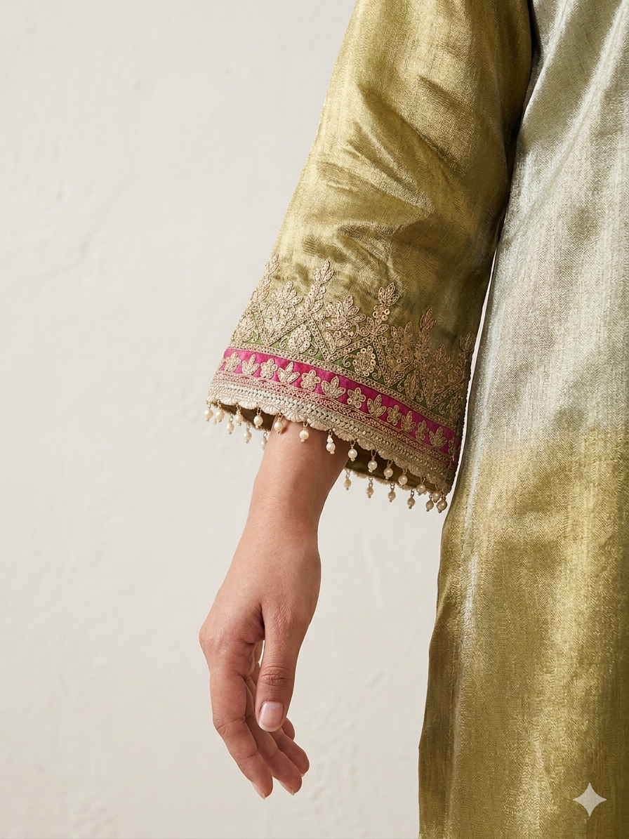 Olive Aura Giraff Silk Co-Ord Set