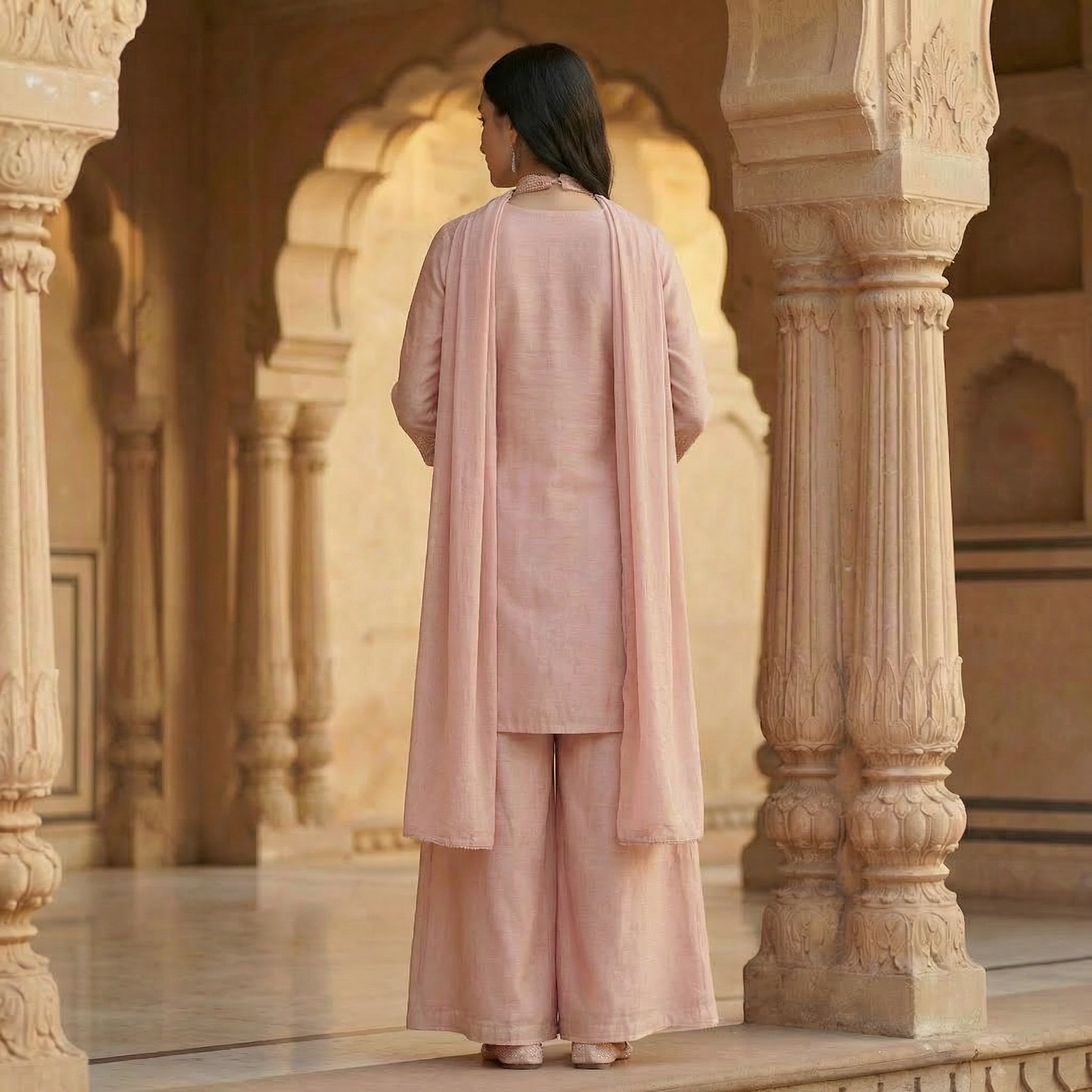 Blush Noor Organza Sharara kurta Set