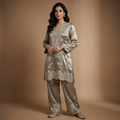 Chandani Giraffe Silk Silver Mirror work Ethnic Co-Ord Set