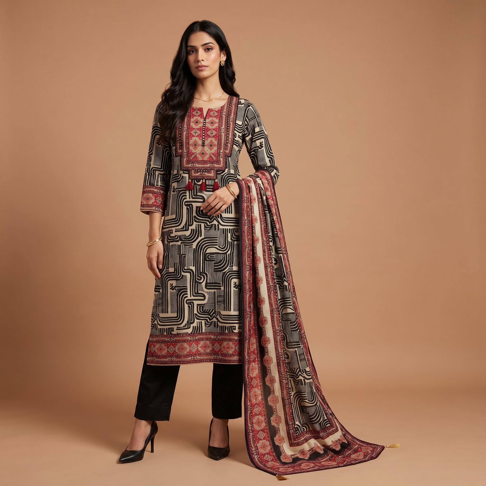 Maze Noir Heritage Viscose Kurta Set