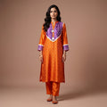 Tangerine Bandhej Gajji Silk Glow Kurta Set