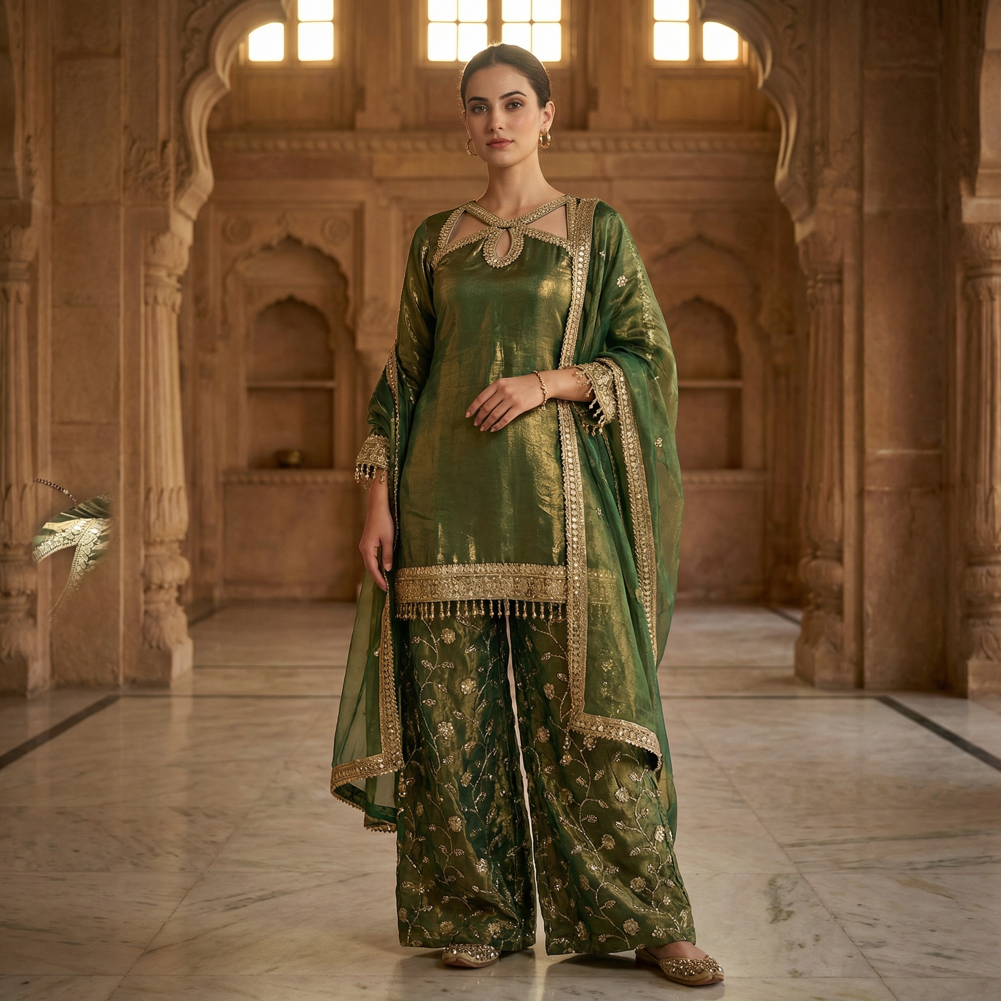 Kanak Green Sharara set for women