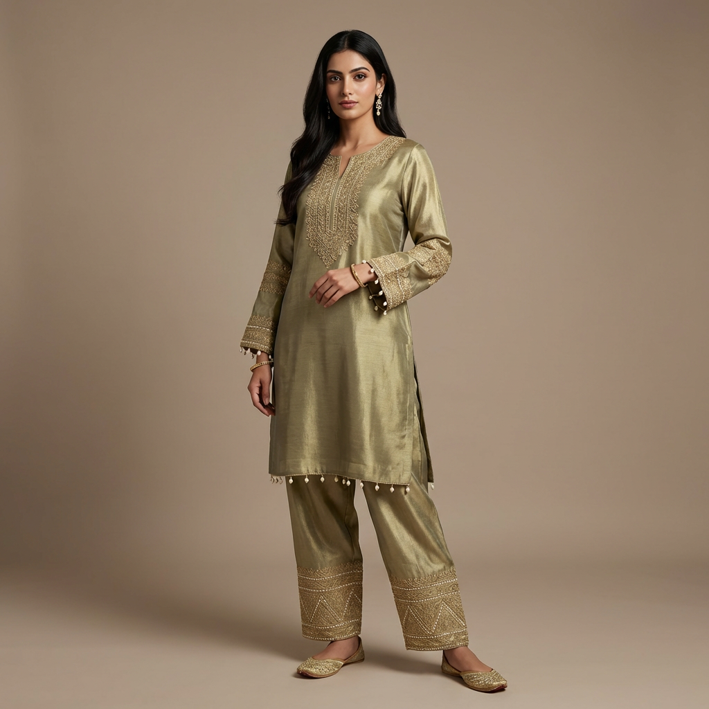 Henna Giraffe Silk Co-Ord Ethnic Set
