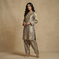 Champagne Grace Giraff Silk Co-Ord Set with Farsi Salwar