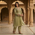 Olive Aura Giraff Silk Co-Ord Set