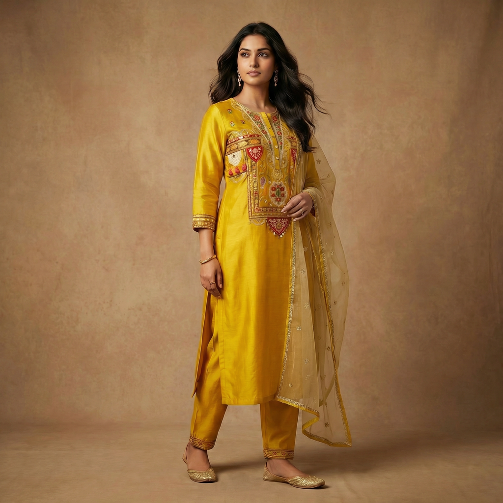 Sunehri Noor Embroidered Viscose Kurta Set