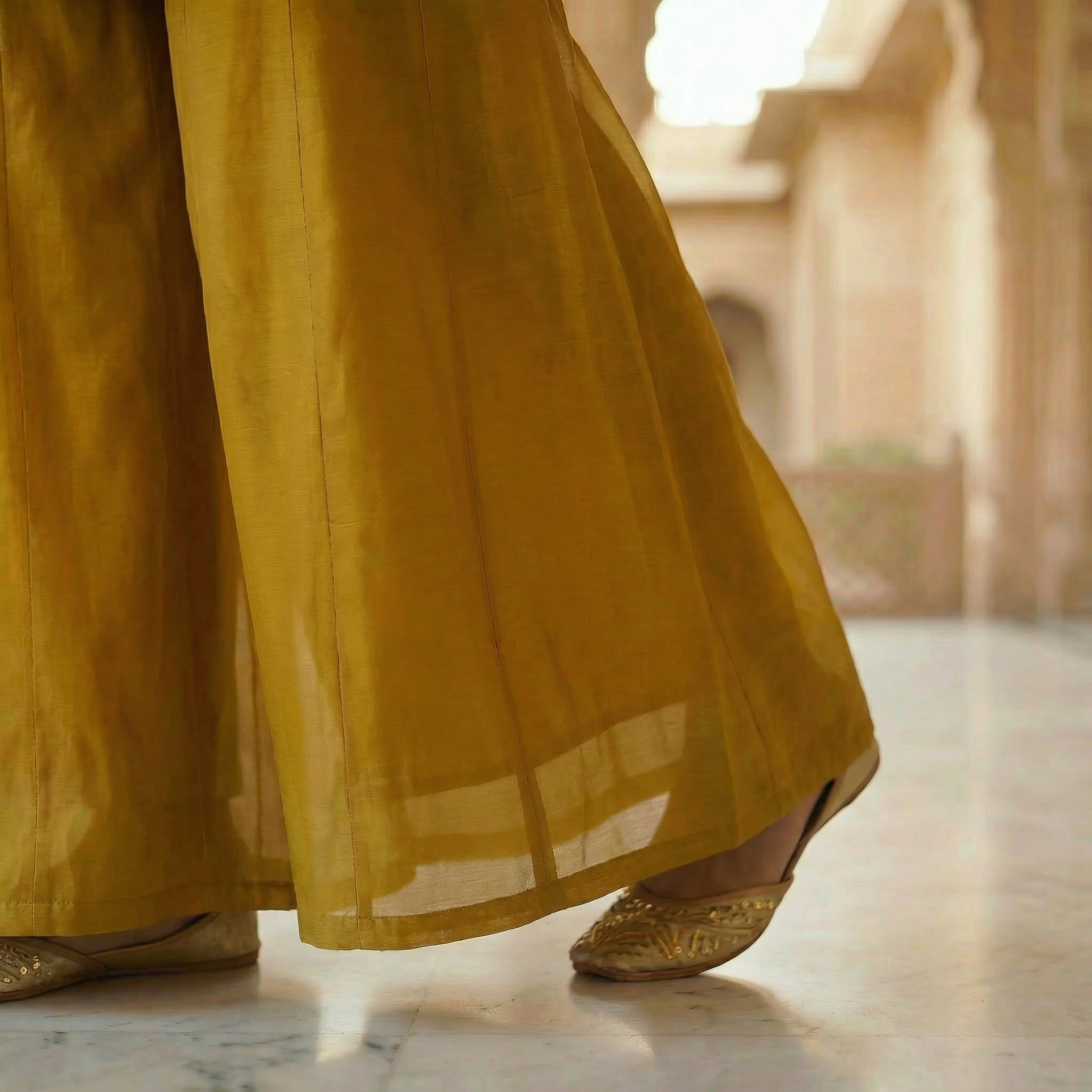 Sheesha Mustard Mirror work Kurta set