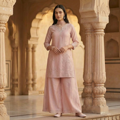 Blush Noor Organza Sharara kurta Set