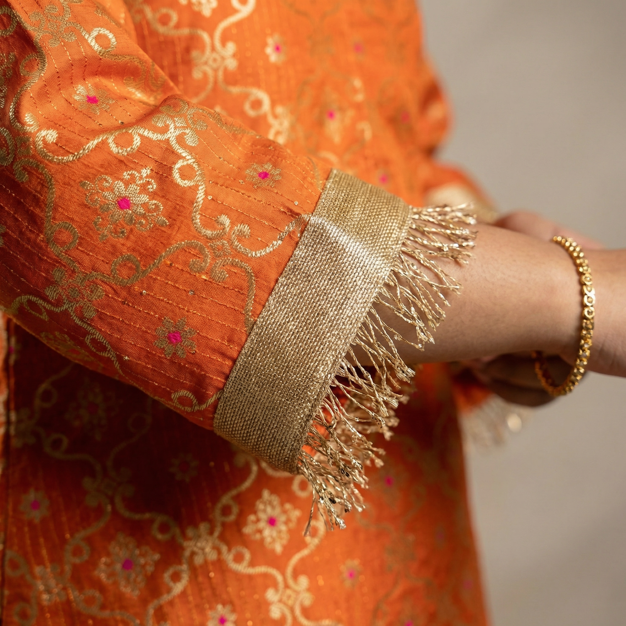 Kesariya Orange broket Kurta Set for women