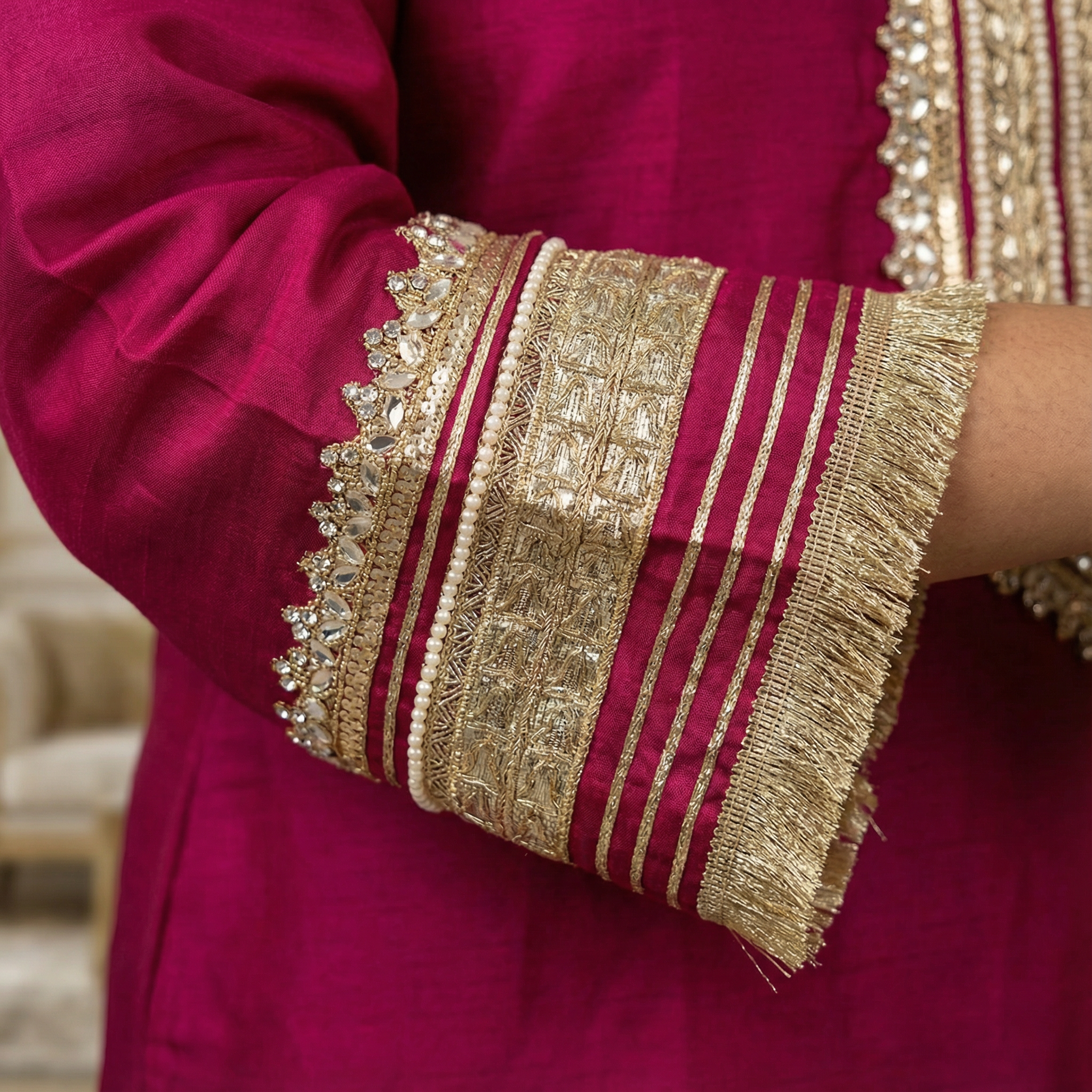 Raktima Fuschia Silk Kurta set for women