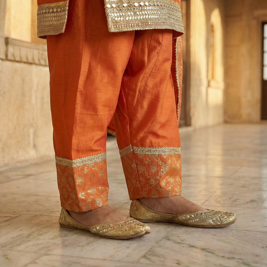 Noor Saffron Organza Kurta Set