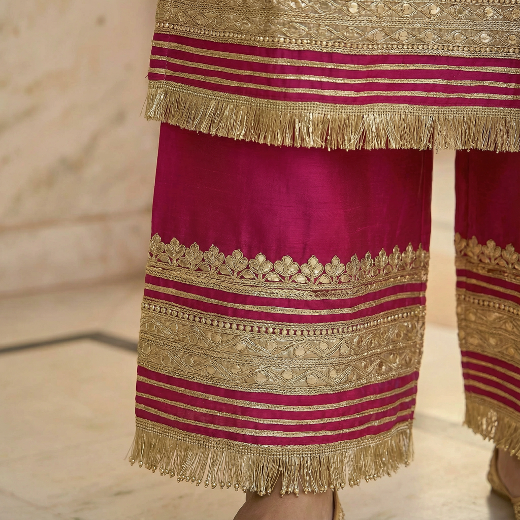 Raktima Fuschia Silk Kurta set for women