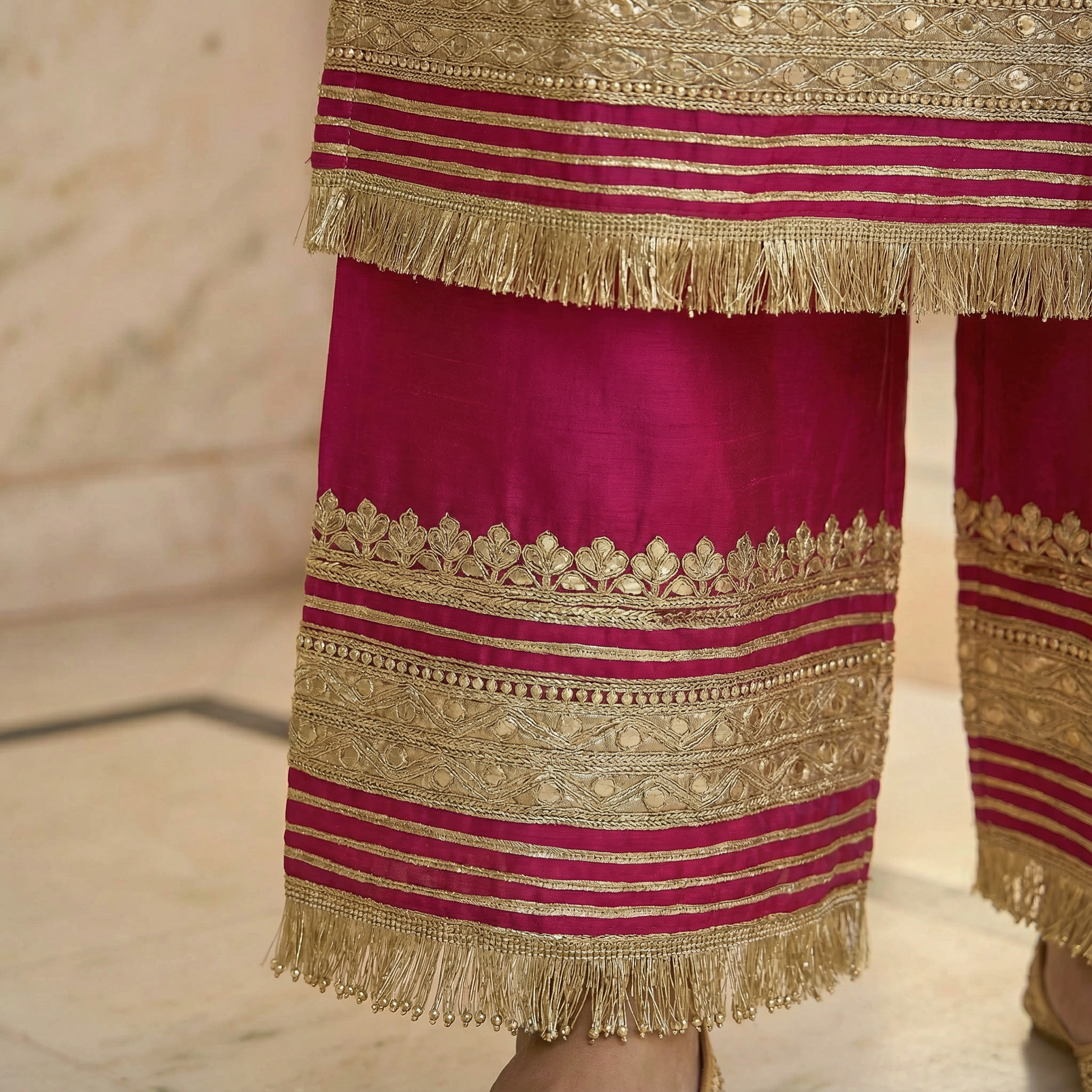 Raktima Fuschia Silk Kurta set for women