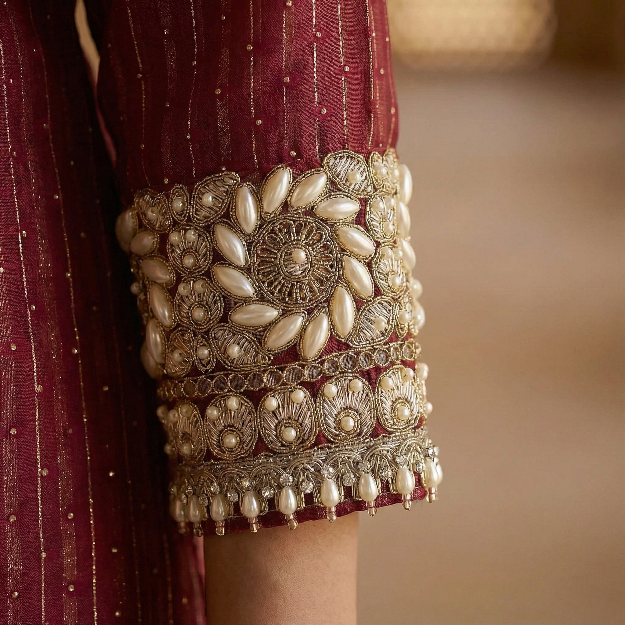 Meher Fuschia Hand-Embroidered Organza Kurta Set