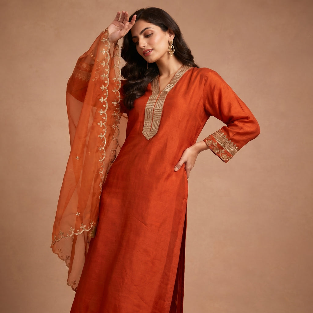 Sunset Ember Elegance Kurta Set