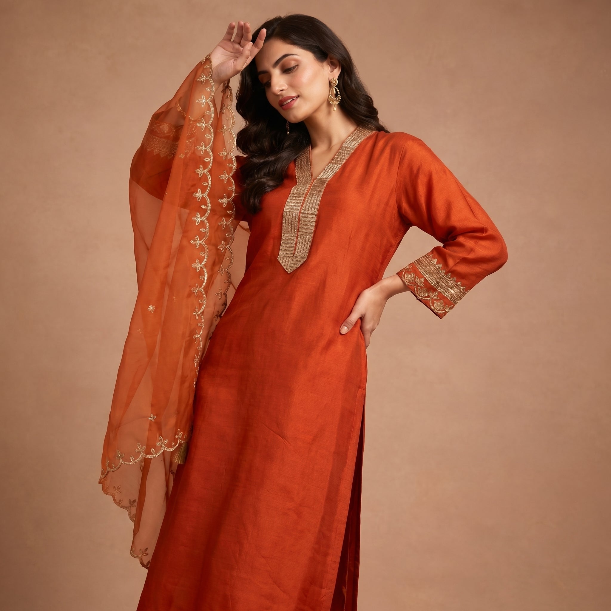 Sunset Ember Elegance Kurta Set