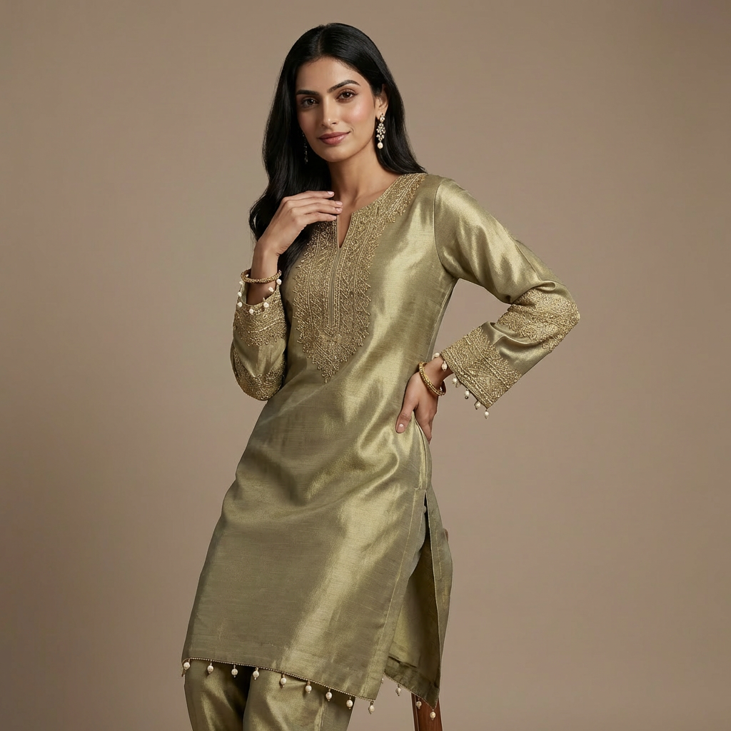 Henna Giraffe Silk Co-Ord Ethnic Set