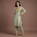 Green Blush Giraff Silk Co-Ord Set with Farsi Salwar